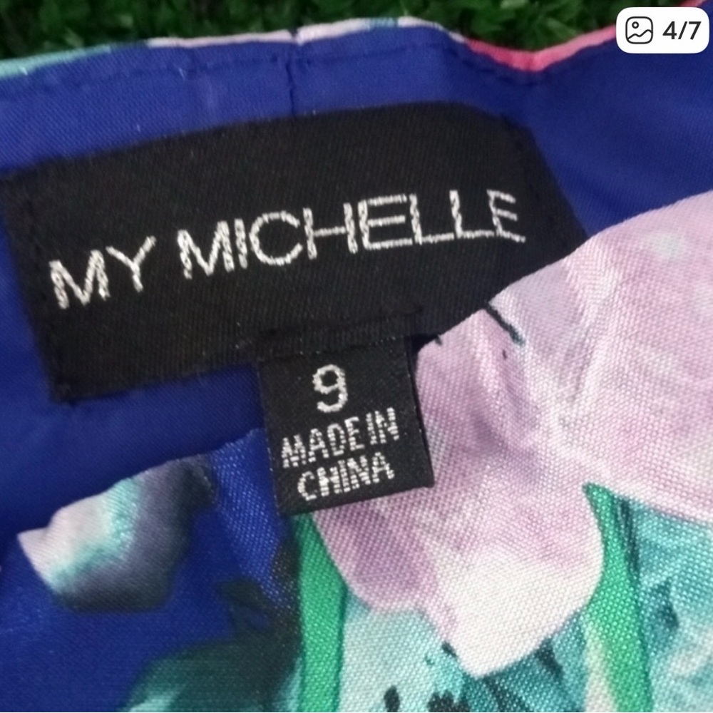 My Michelle Navy Blue Floral Prom Dress - Picture 6 of 8